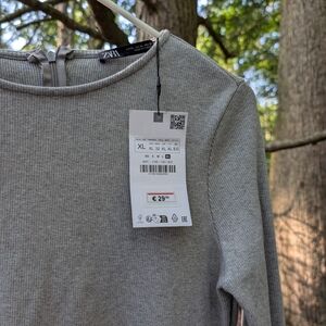 Zara Light Gray Women's Long Sleeve Dress